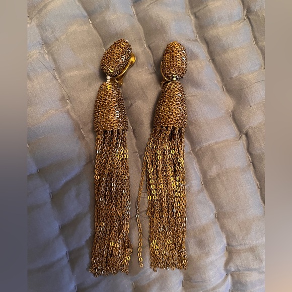 Oscar de la Renta Gold Tassel Earrings - Picture 4 of 4
